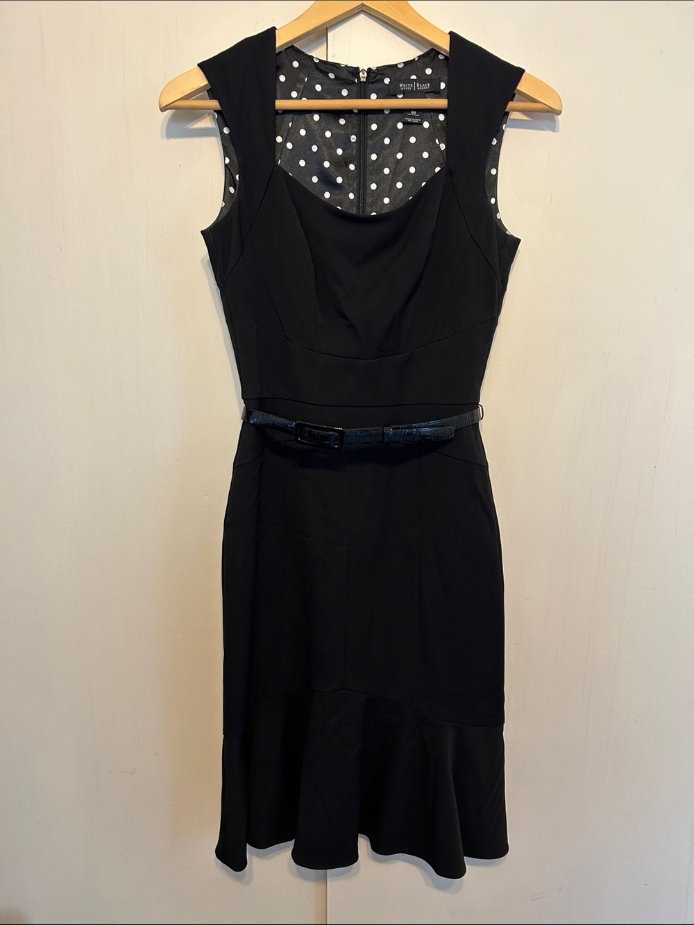 White House Black Market Black Sleeveless Fit-and-Flare Midi Dress with Belt